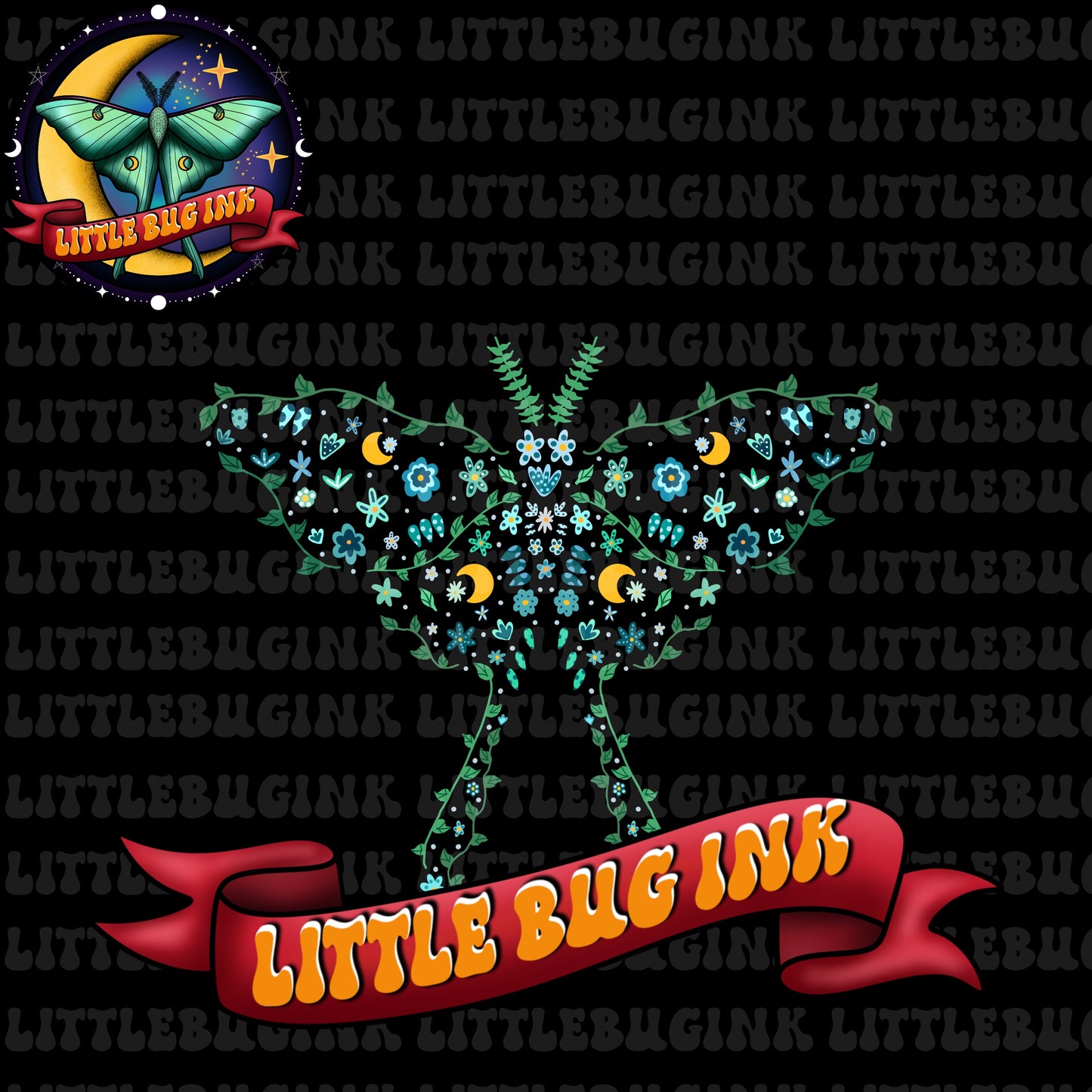 Floral luna moth PNG